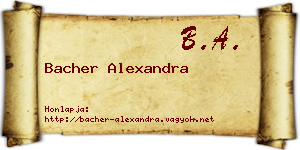 Bacher Alexandra névjegykártya